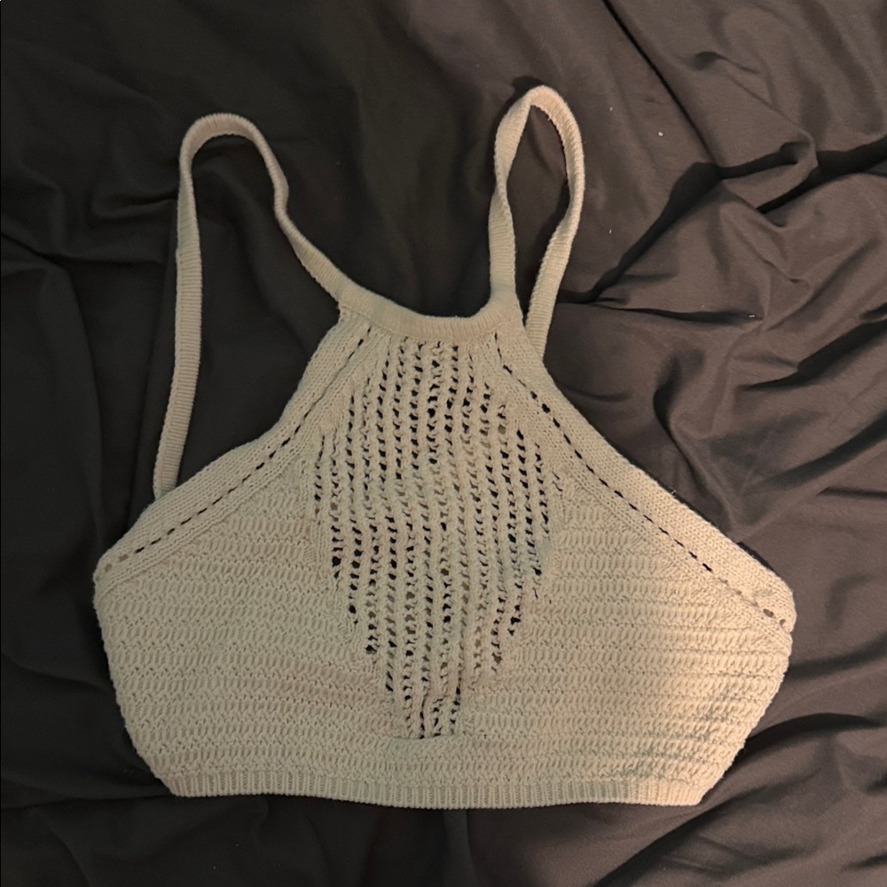 Garage Beige Knit Halter Top